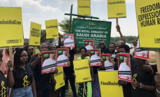 PHOTOS: Activists march to Saudi embassy in Abuja over Khashoggi’s death