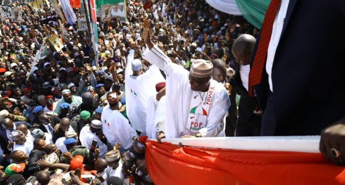 Mammoth crowd as Atiku, Jonathan, Kwankwaso lead PDP rally in Sokoto