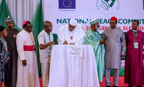 VIDEO: The moment Buhari signed peace accord for 2019 polls