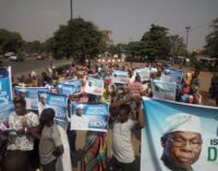 Protesters hit Lagos streets, accuse Obasanjo of plotting to install interim govt