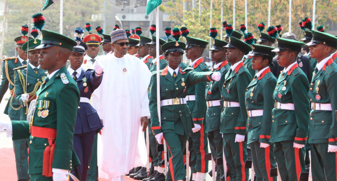 VIDEO: Buhari inspects parade during armed forces remembrance day