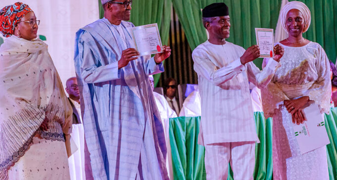PHOTOS: Buhari, Osinbajo receive certificates of return from INEC