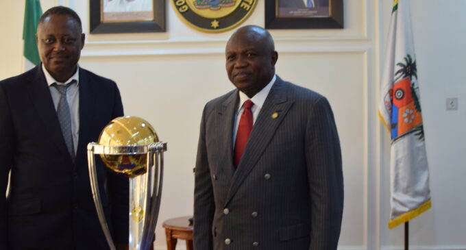 Ambode receives cricket trophy in Lagos