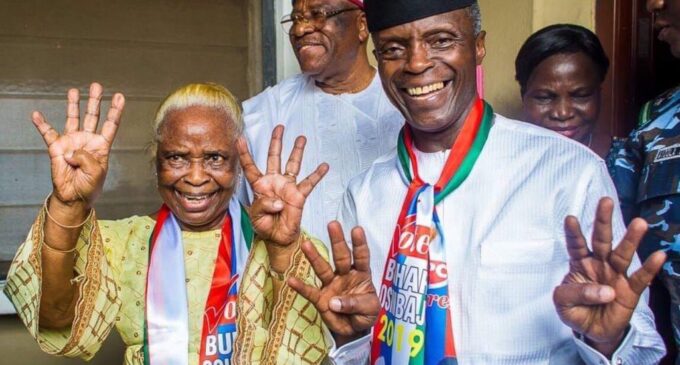 Osinbajo’s mum: Those saying Buhari and my son haven’t done anything live in another world