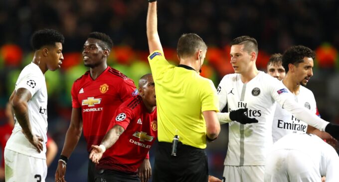 Pogba gets red card as Neymar-less PSG defeat Man United
