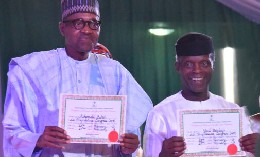 INEC presents Buhari, Osinbajo with certificates of return