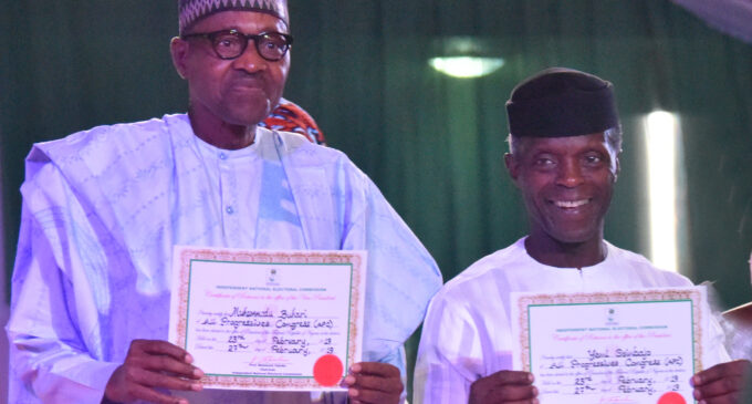 INEC presents Buhari, Osinbajo with certificates of return