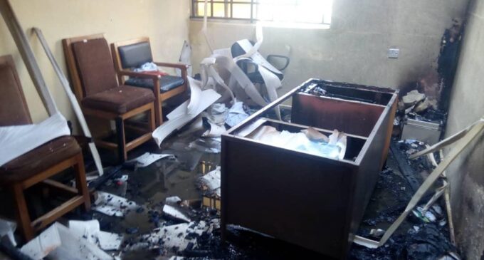 ‘Hoodlums’ set INEC office ablaze in Akwa Ibom