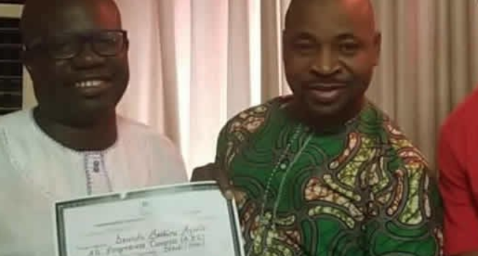 EXTRA: Rep-elect presents his certificate of return to MC Oluomo