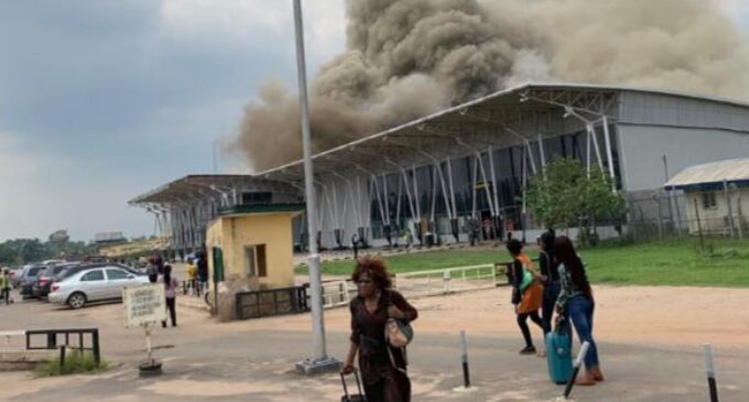 VIDEO: Fire razes VIP lounge of Imo airport