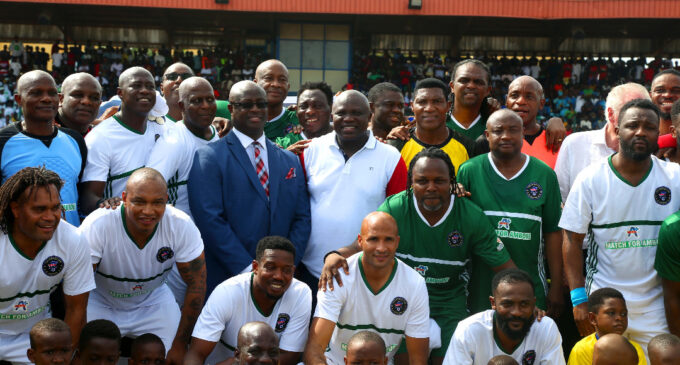 Football legends honour Ambode