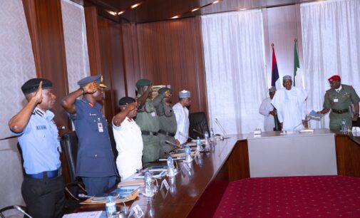 PHOTOS: Service chiefs brief Buhari for the second time in 48 hours