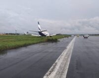 Air Peace plane overshoots runway, lands inside the bush