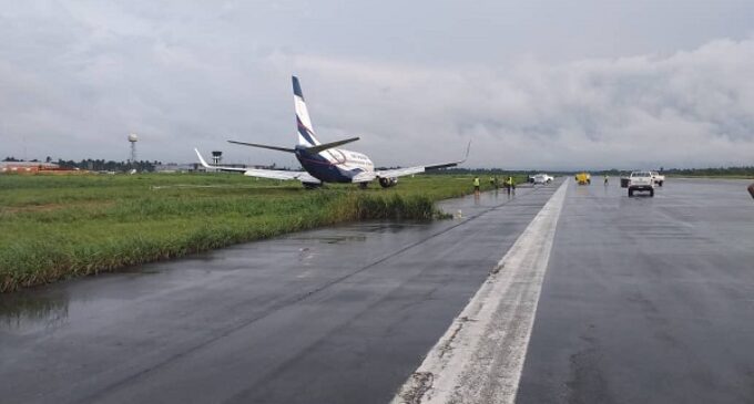 Air Peace plane overshoots runway, lands inside the bush