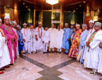 PHOTOS: Buhari hosts south-west monarchs at Aso Rock