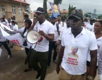 PHOTOS: Protesters ask Adeboye to speak against ‘nationwide killings’