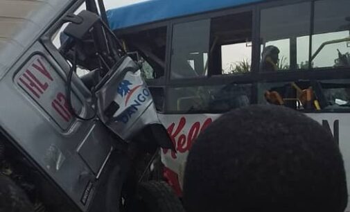One dead, many injured as Dangote truck collides with BRT bus in Lagos