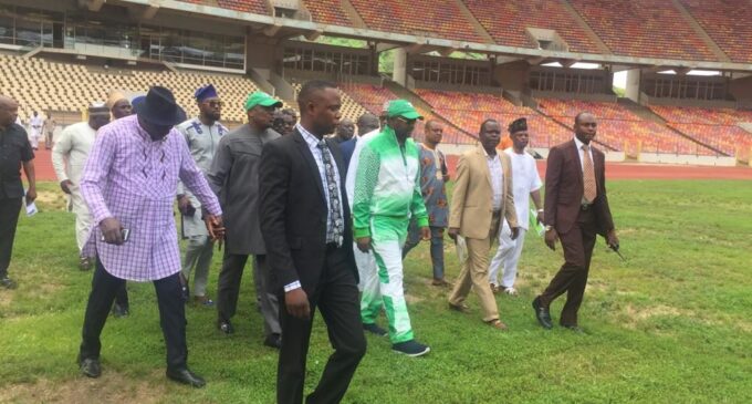 PHOTOS: Sports minister inspects Moshood Abiola Stadium, Abuja