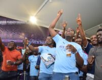 PHOTOS: Fans thrilled as Man City parade trophies in Lagos