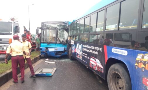 PHOTOS: Many injured as BRT buses collide in Lagos