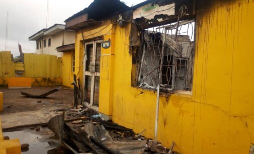 PHOTOS: Burnt MTN office in Ibadan