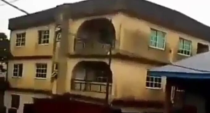 VIDEO: The moment a two-storey building caved in at Onitsha