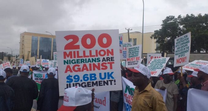 PHOTOS: Protesters storm UK high commission over $9bn judgement against Nigeria