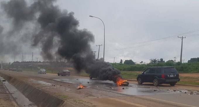 MTN office attacked in Abuja as mob lights bonfires at Shoprite outlet