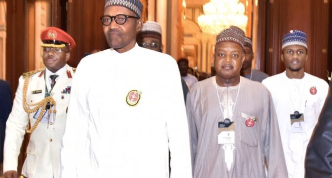 PHOTOS: Buhari, son, Kebbi gov on first day of Saudi summit