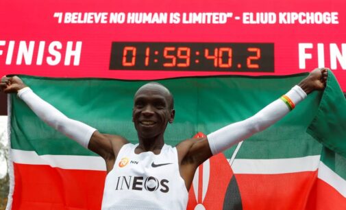 Kenya’s Kipchoge becomes first runner to complete marathon under two hours