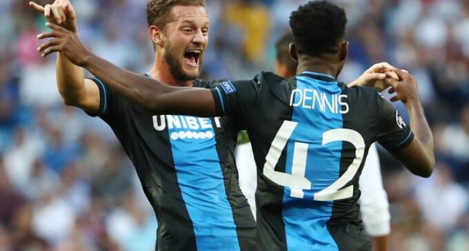 Nigeria’s Dennis scores twice as Club Brugge hold Real Madrid in Spain