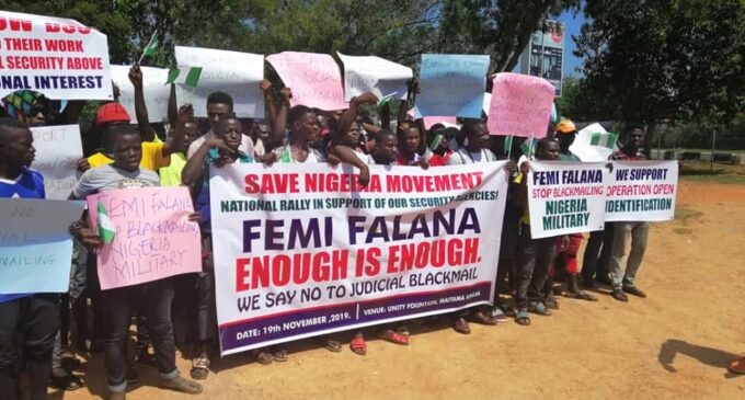 PHOTOS: Protest in Abuja against Falana for criticising security agencies
