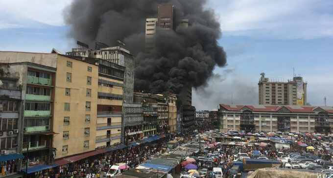 Policeman killed as burning building collapses in Lagos