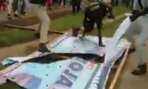 VIDEO: Yahaya Bello’s billboards pulled down in Lokoja