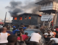 Two injured as fire guts building in Lagos