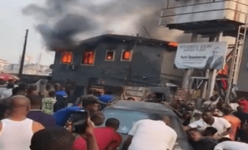Two injured as fire guts building in Lagos