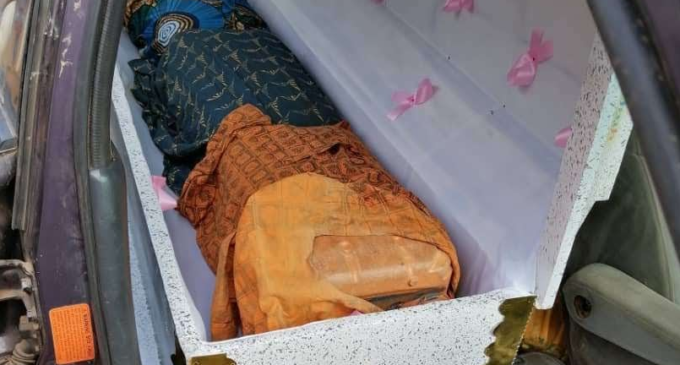 PHOTOS: Customs seizes gallons of petrol hidden inside coffins at Idiroko border