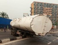 Fuel tanker accident causes gridlock in Victoria Island
