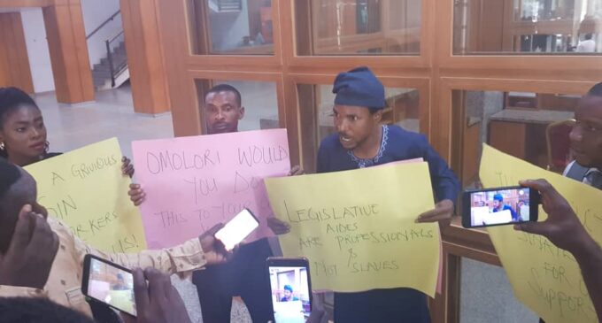 ‘We’ve been shortchanged’ — legislative aides protest non-payment of salaries