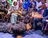 VIDEO: Anthony Joshua prostrates before Buhari