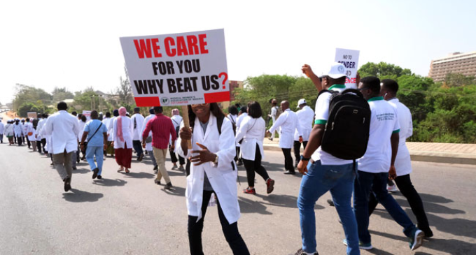 Doctors hit the streets over stripping of female colleague by patient’s family in Abuja