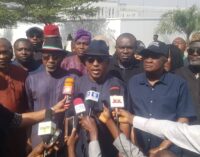 Abaribe, Secondus lead protest to US embassy over sack of Ihedioha