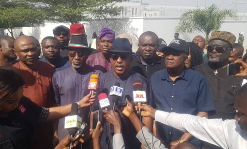 Abaribe, Secondus lead protest to US embassy over sack of Ihedioha