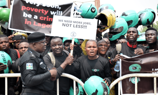 PHOTOS: Max, Gokada riders protest okada ban in Lagos