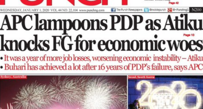 EXTRA: PUNCH missing as national dailies get advertorial from presidency