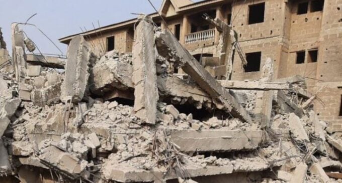 Man trapped as three-storey building collapses in Lagos