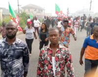 ‘No Lyon, no governor’ — APC supporters protest s’court judgment in Bayelsa