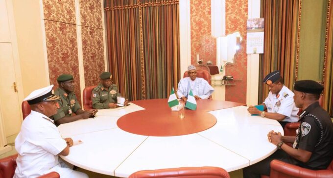 Monguno absent as Buhari meets service chiefs