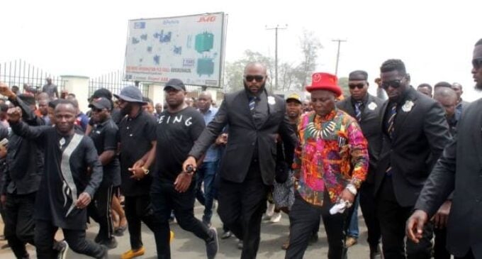 ‘My father told me supreme court makes mistakes’ — Charly Boy leads protest against Ihedioha’s sack
