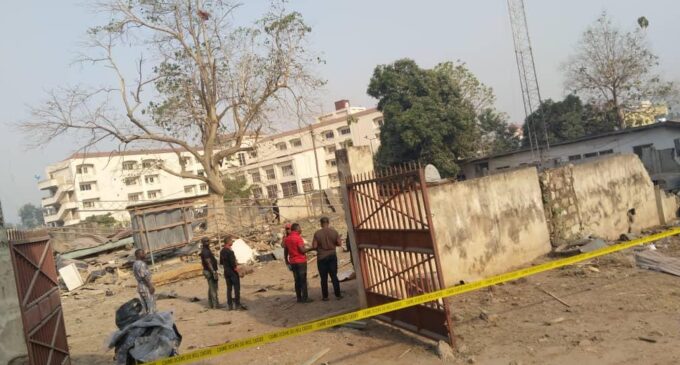 PHOTOS: Scene of bomb blast near Ekiti government house